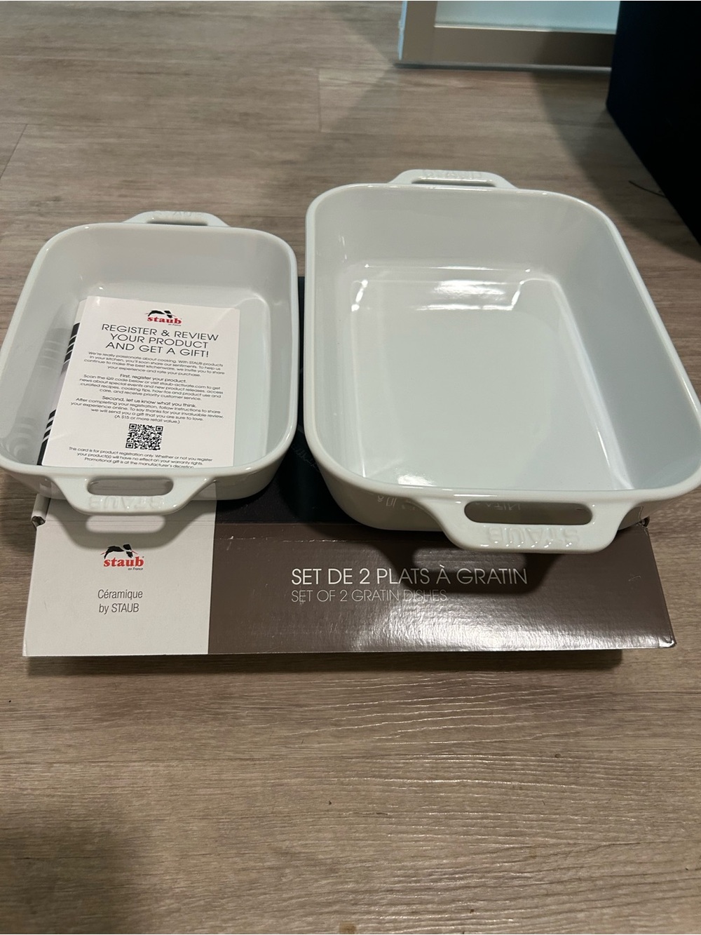 Staub White Ceramic 2-Piece Rectangular Baking Dishes